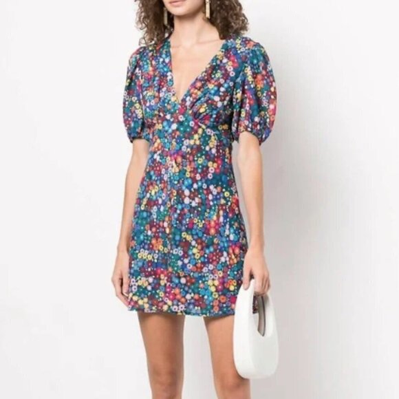 STAUD Dresses & Skirts - STAUD Milla Floral-Print Crêpe de Chine Minidress Size 10 (runs small) EUC